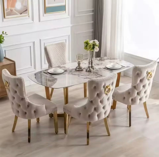 salle à manger européennes de luxe modernes en velours sans la table avec bouton de heurtoir de Lion