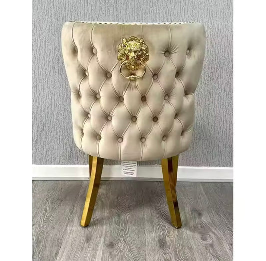 salle à manger européennes de luxe modernes en velours sans la table avec bouton de heurtoir de Lion